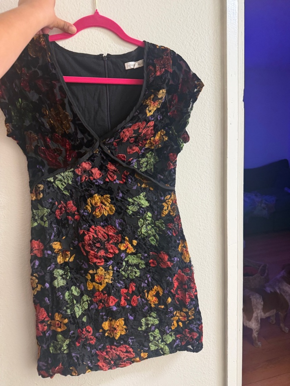 Suede Floral Dress Honey Punch